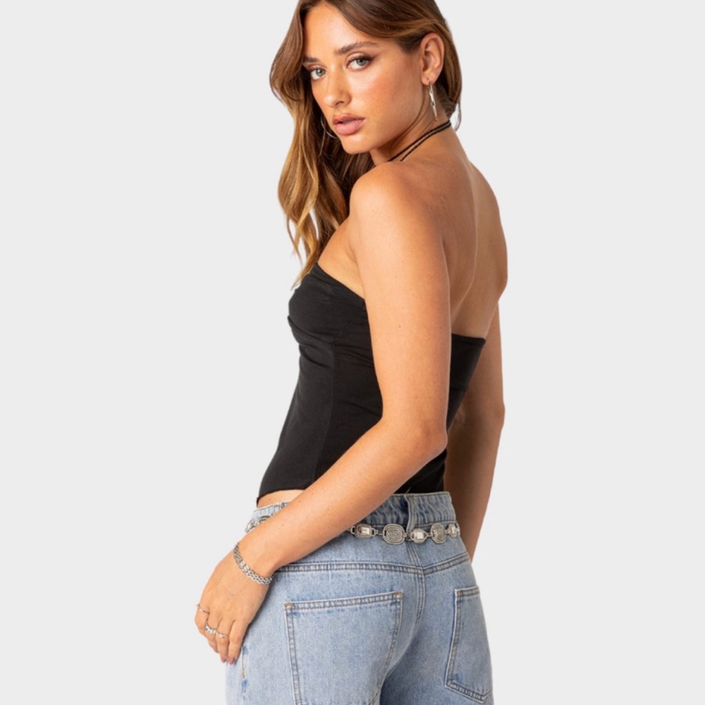 Edikted Black Twisted Split Tube Top – Size M (Never Worn!) - Picture 3 of 4
